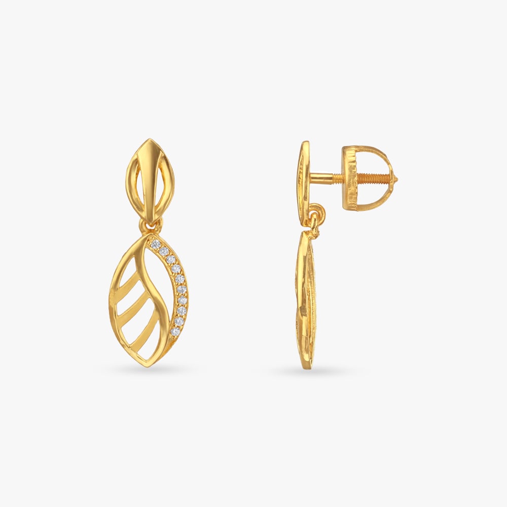 Twilight Leaf Gold Drop Earrings,,hi-res image number null