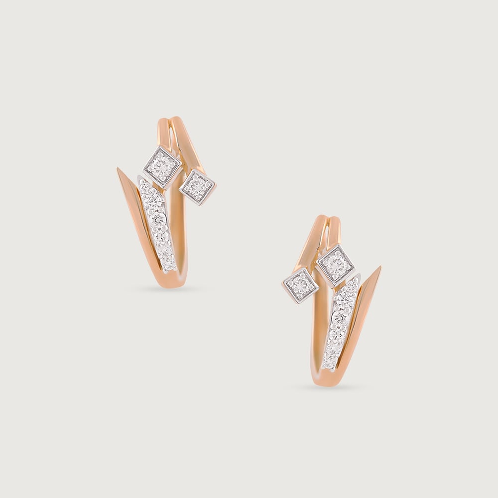 Groovy Glimmer Gold & Diamond Hoop Earrings,,hi-res image number null