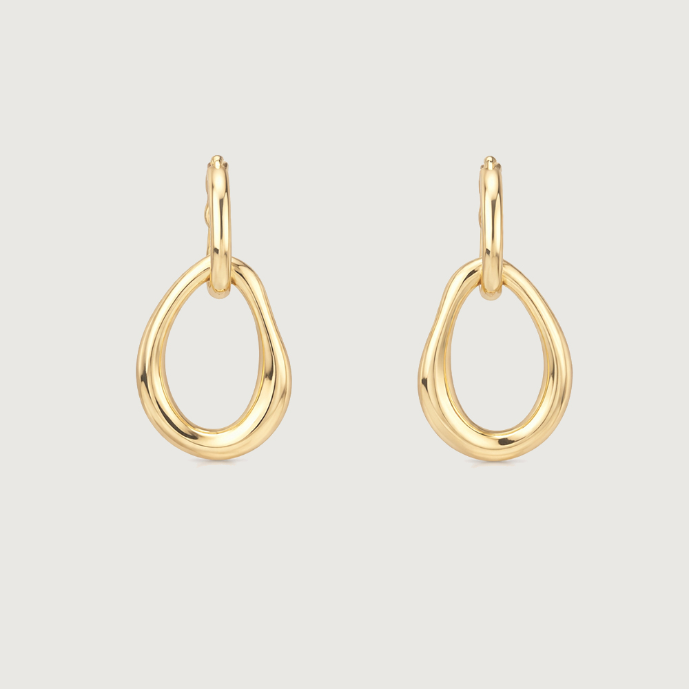 Fluid Drop Gold Hoop Earrings,,hi-res image number null