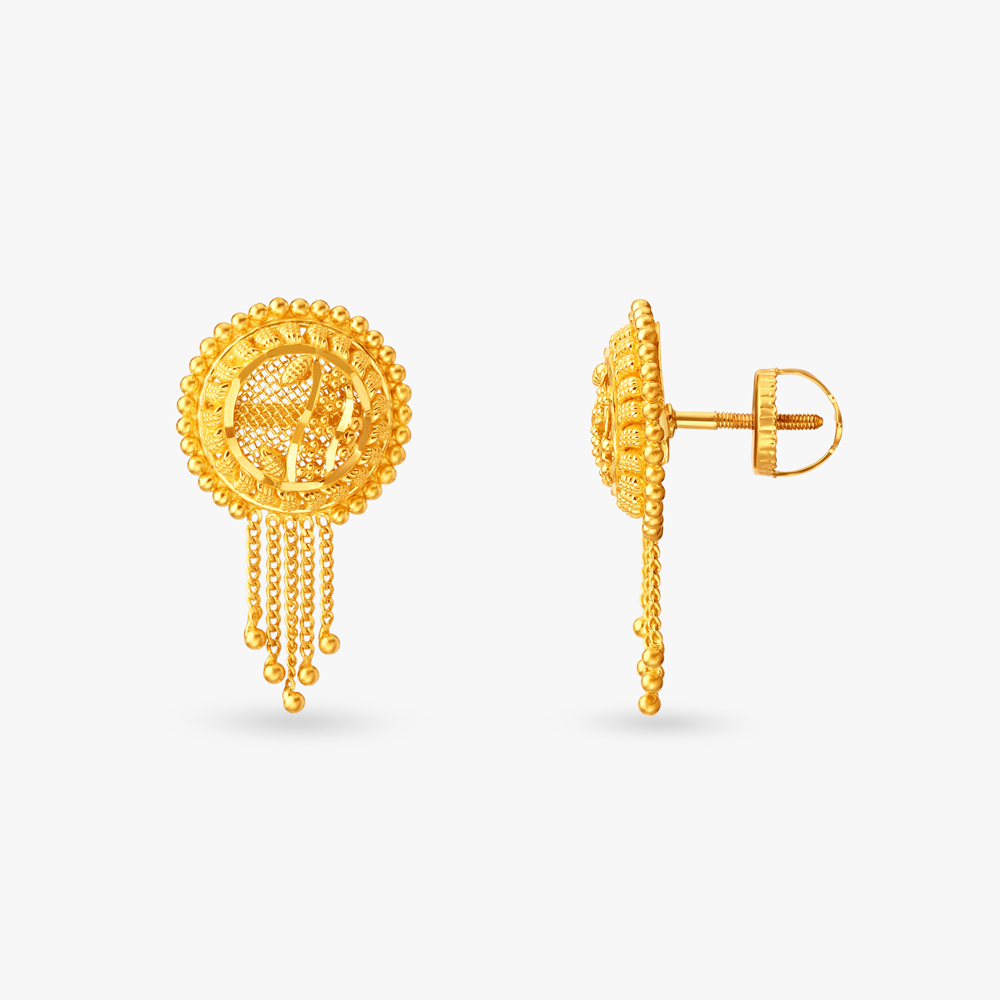 Enthralling Gold Pendant and Earrings Set,,hi-res image number null