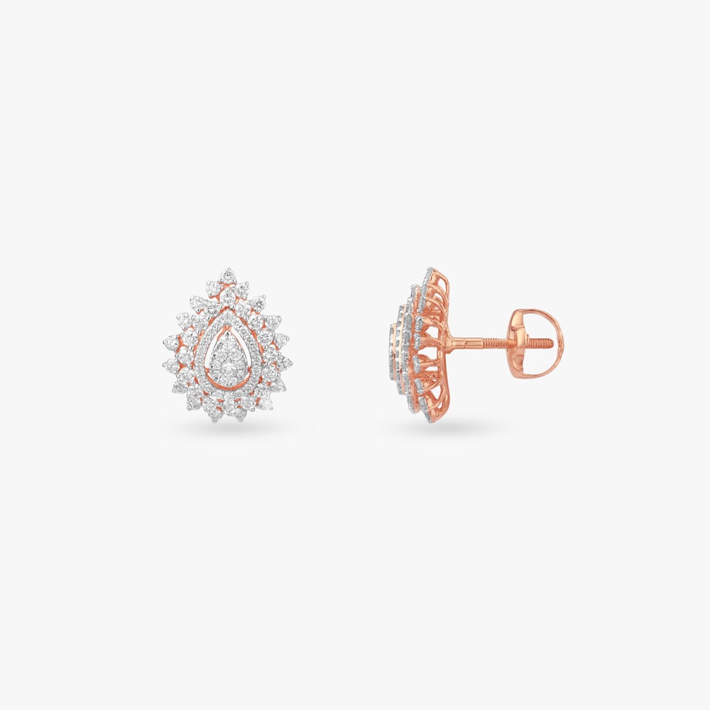 Teardrop Crown Diamond Stud Earrings,,hi-res image number null
