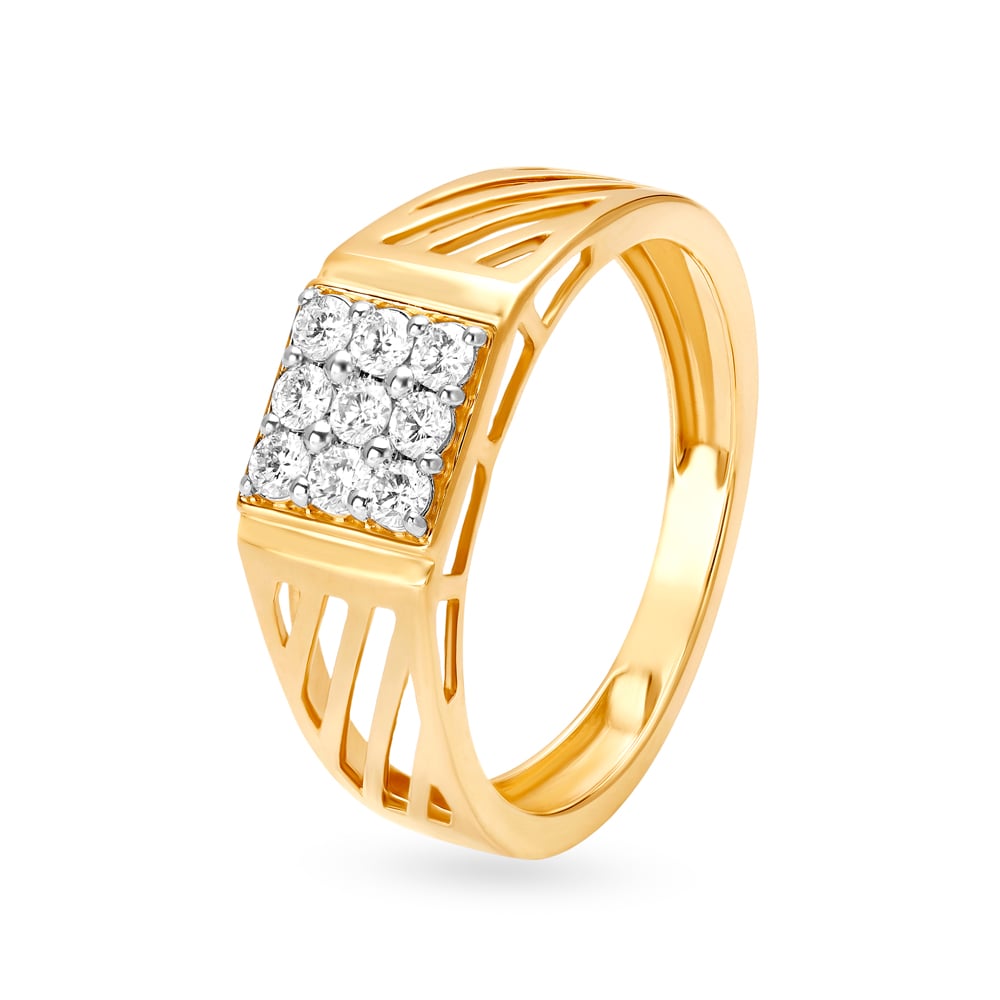 Mesh Pattern Gold Men's Finger Ring