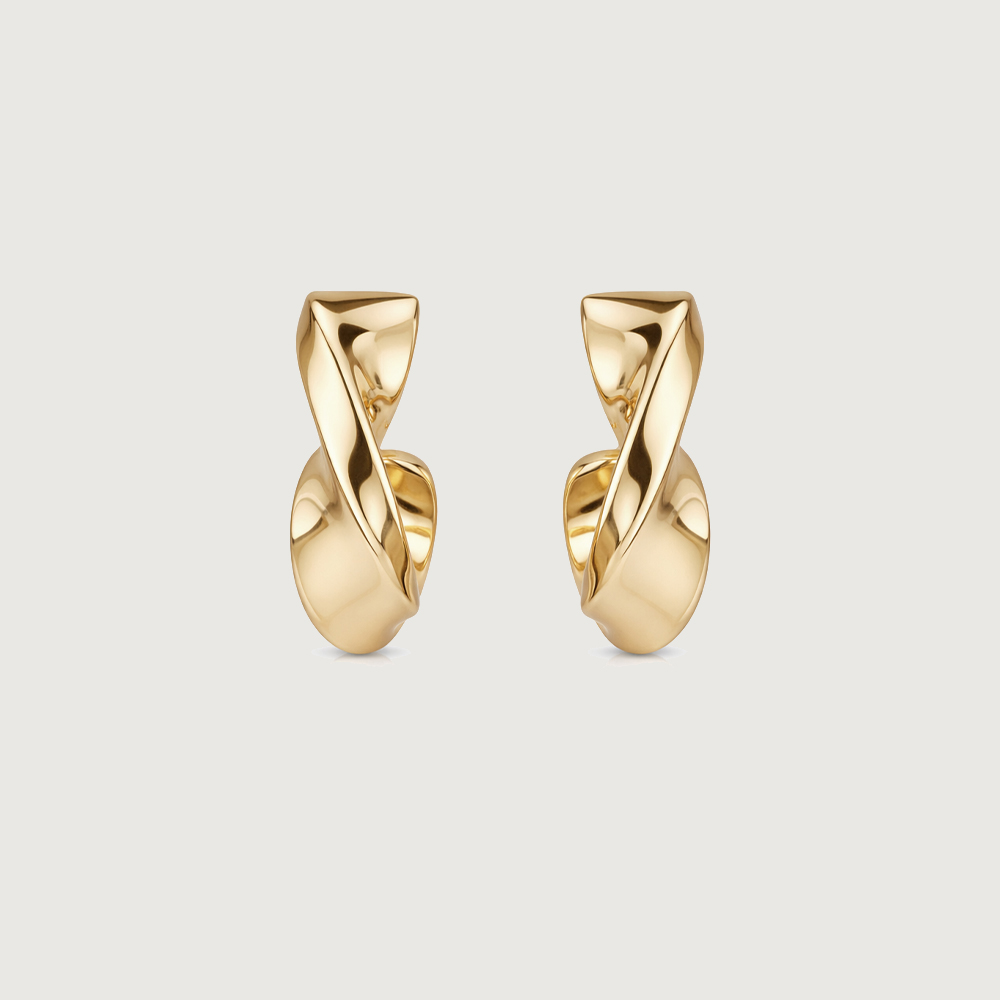 Twisted Sculpt Gold Hoop Earrings,,hi-res image number null