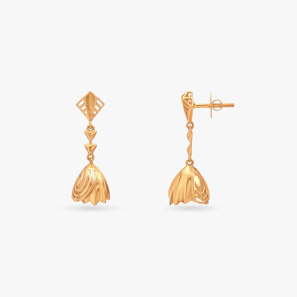 Geometric Bloom Gold Jhumka Earrings,,hi-res image number null