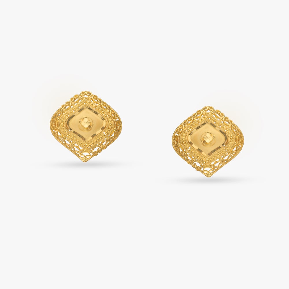 

Lotus Filigree Gold Stud Earrings