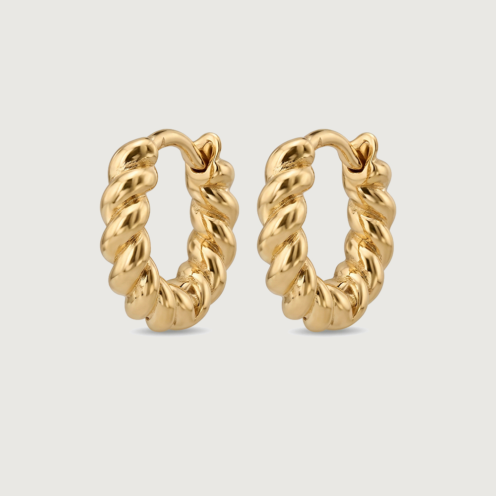 Twisted Rope Gold Hoop Earrings,,hi-res image number null