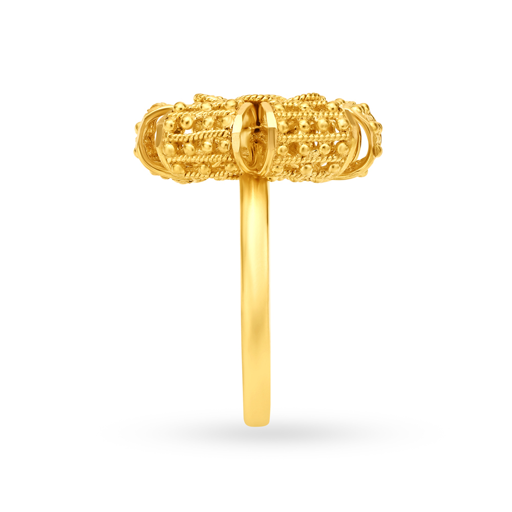 Magnificent 22 Karat Yellow Gold Beaded Floral Statement Ring,,hi-res image number null