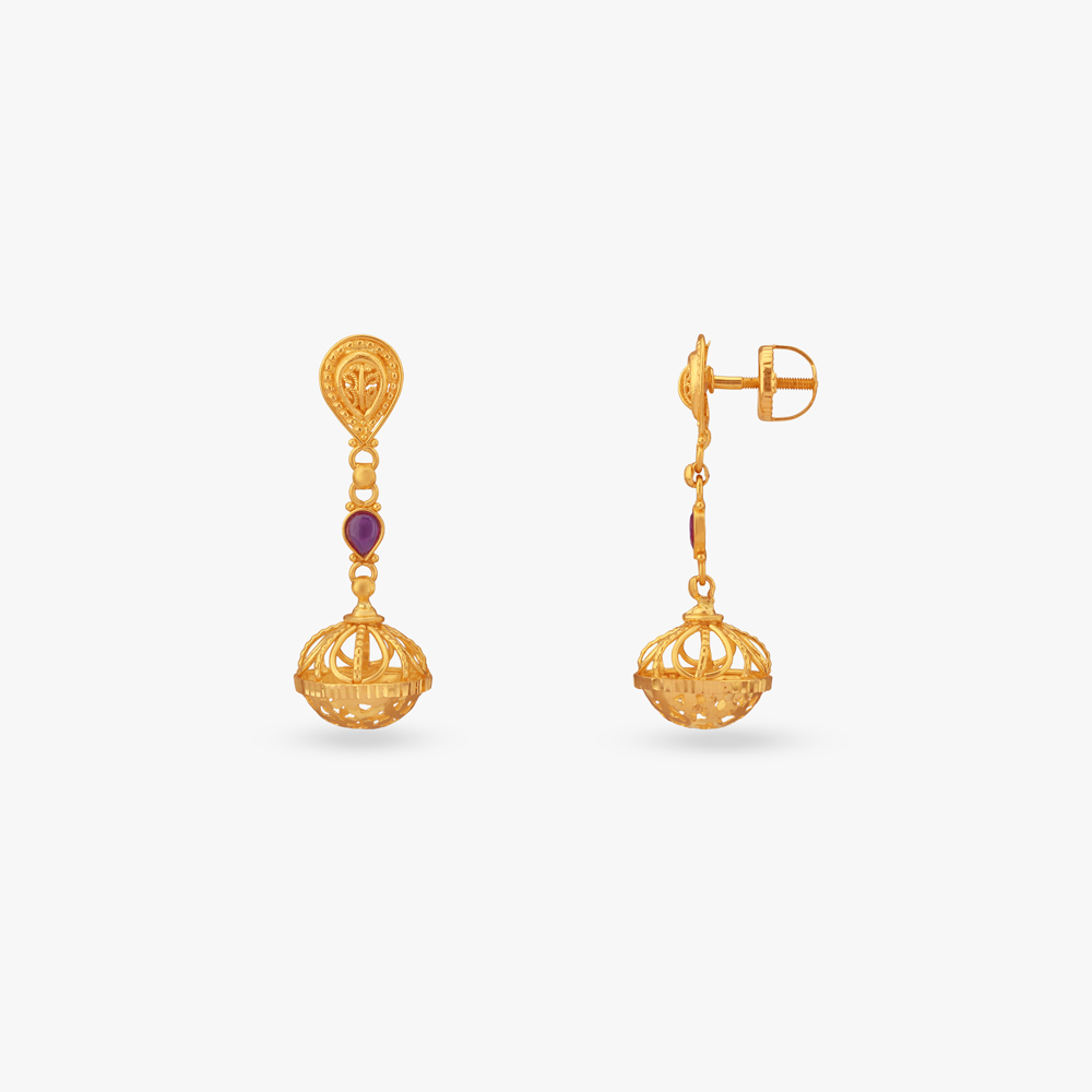 Regal Scarlet Gold Drop Earrings,,hi-res image number null
