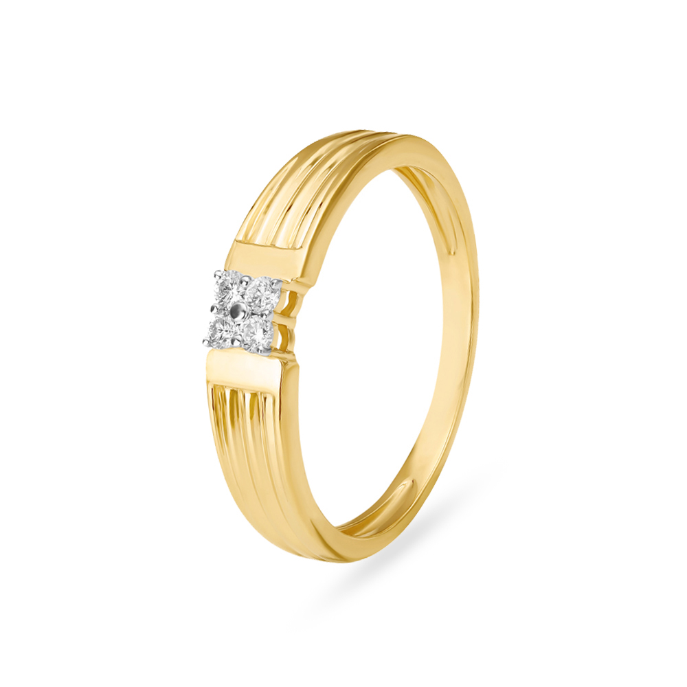 Elegant Yellow Gold And Diamond Finger Ring,,hi-res image number null