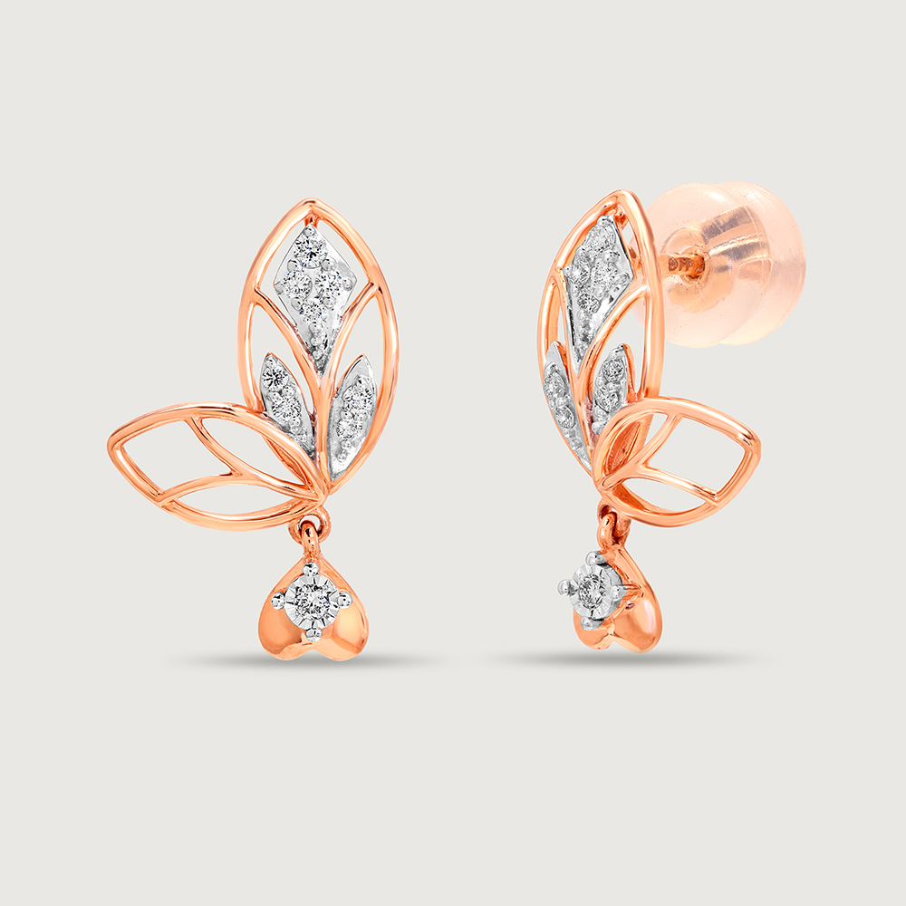 Heartflutters 14KT Rose Gold & Diamond Drop Earrings,,hi-res image number null