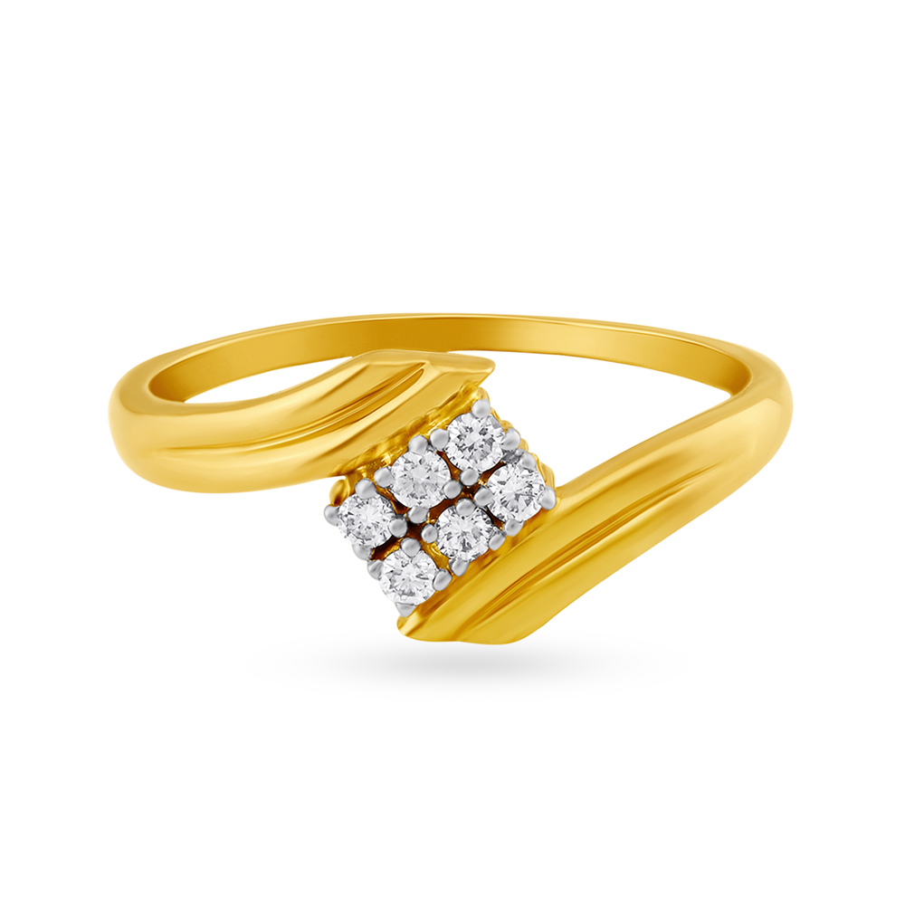 Fancy Glossy Gold and Diamond Finger Ring,,hi-res image number null