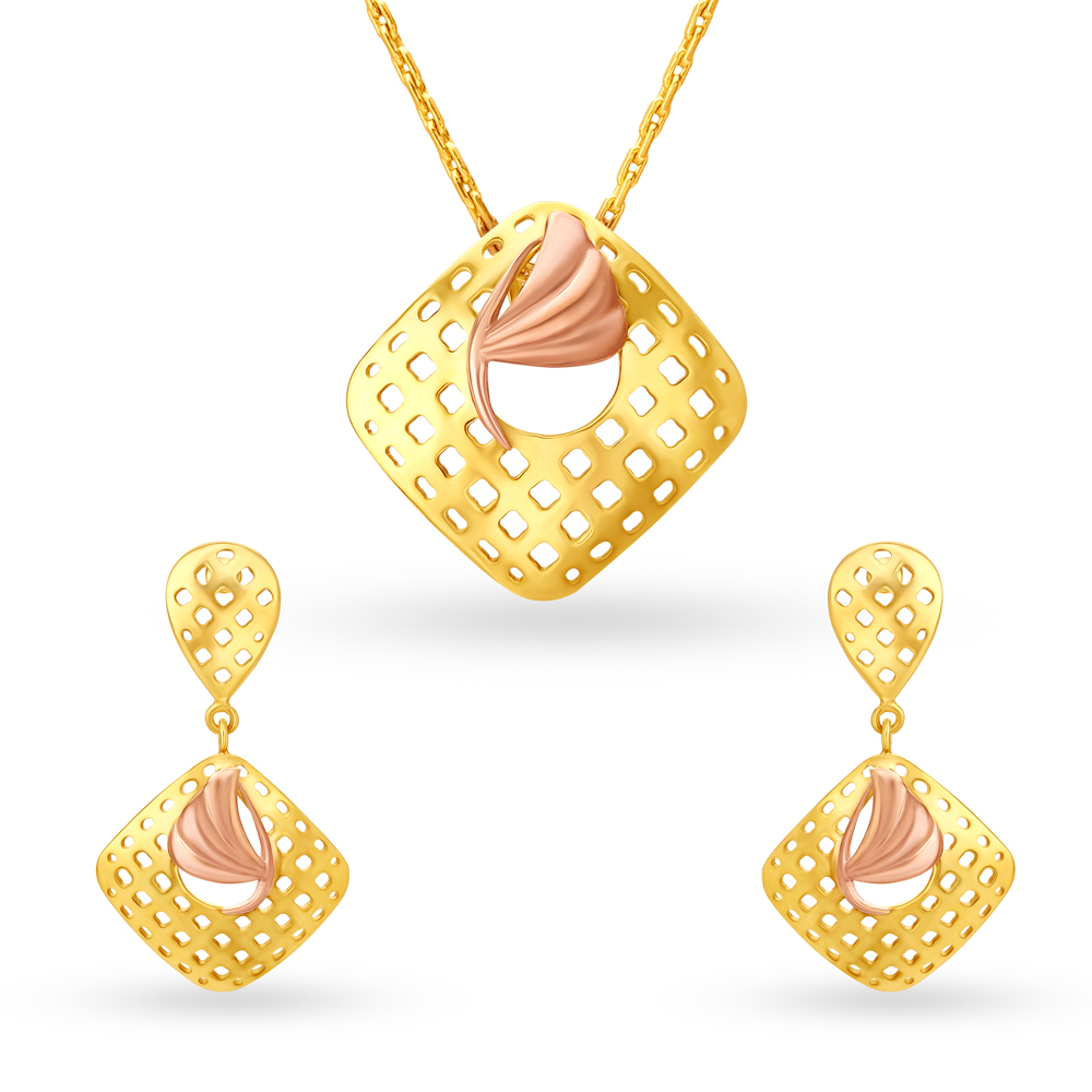Radiant Gold Pendant and Earrings Set,,hi-res image number null