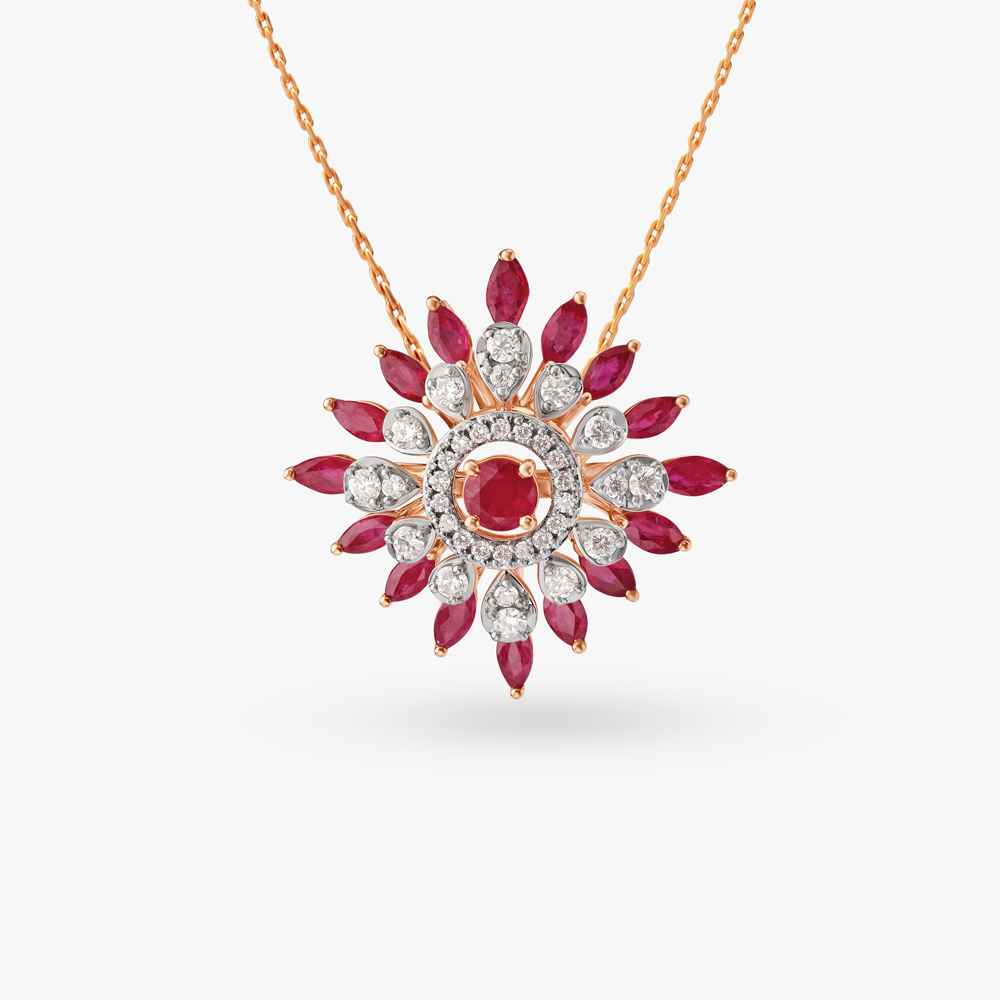 Glamourous Floral Diamond Pendant and Earrings Set,,hi-res image number null