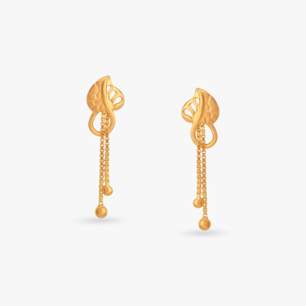 

Sculpted Leaf Gold Drop Earrings