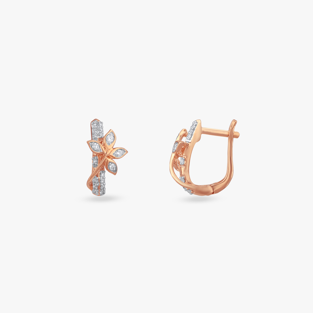 Sparkling Petal Diamond Hoop Earrings,,hi-res image number null