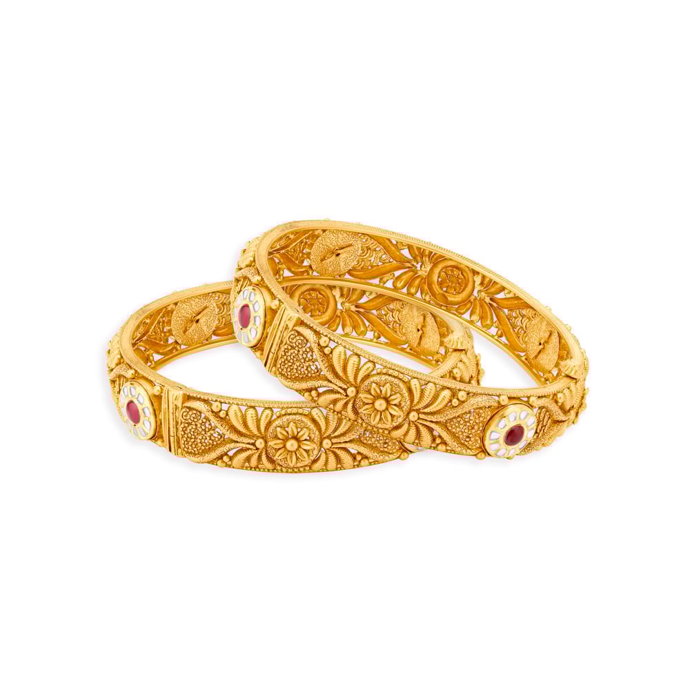 Majestic Abstract Ornate Gold Bangle,,hi-res image number null