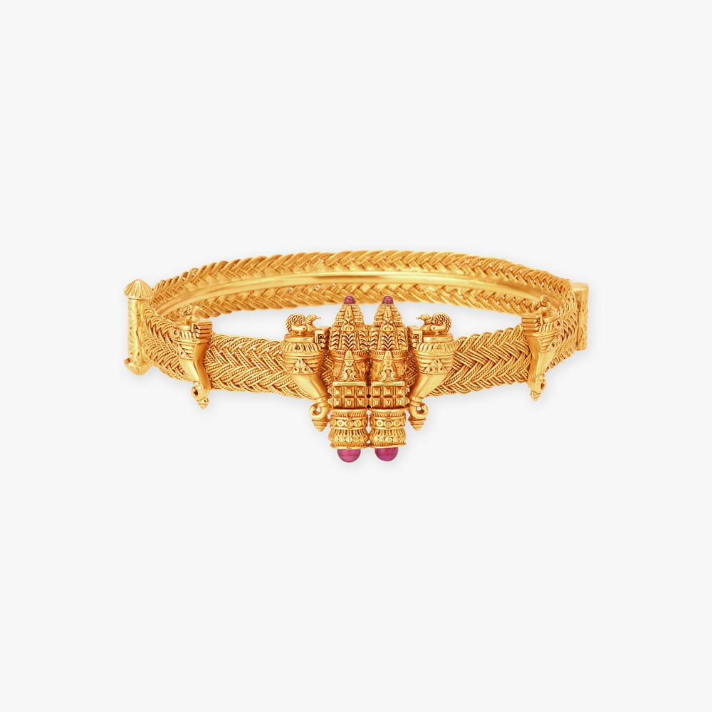 Traditional Elephant Motif Gold Bangle,,hi-res image number null