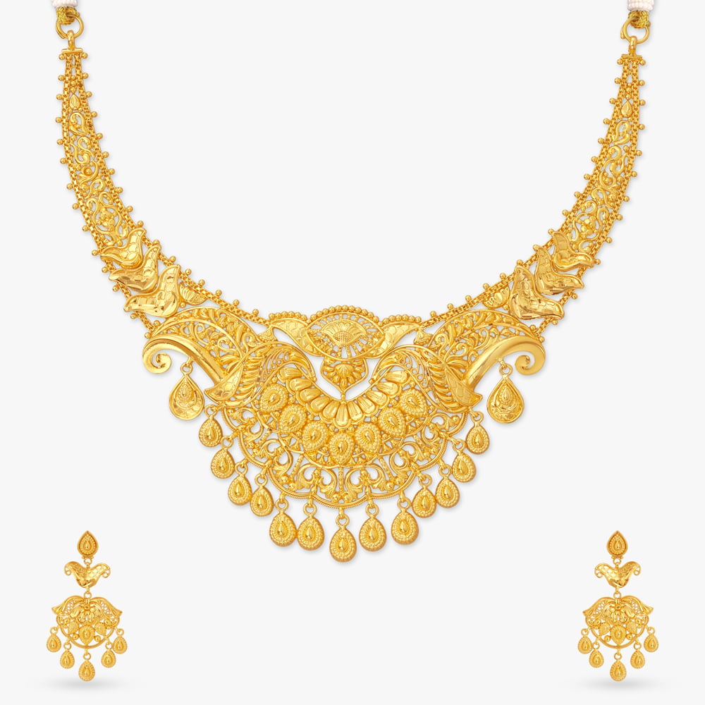 Plume Crest Gold Necklace Set,,hi-res image number null