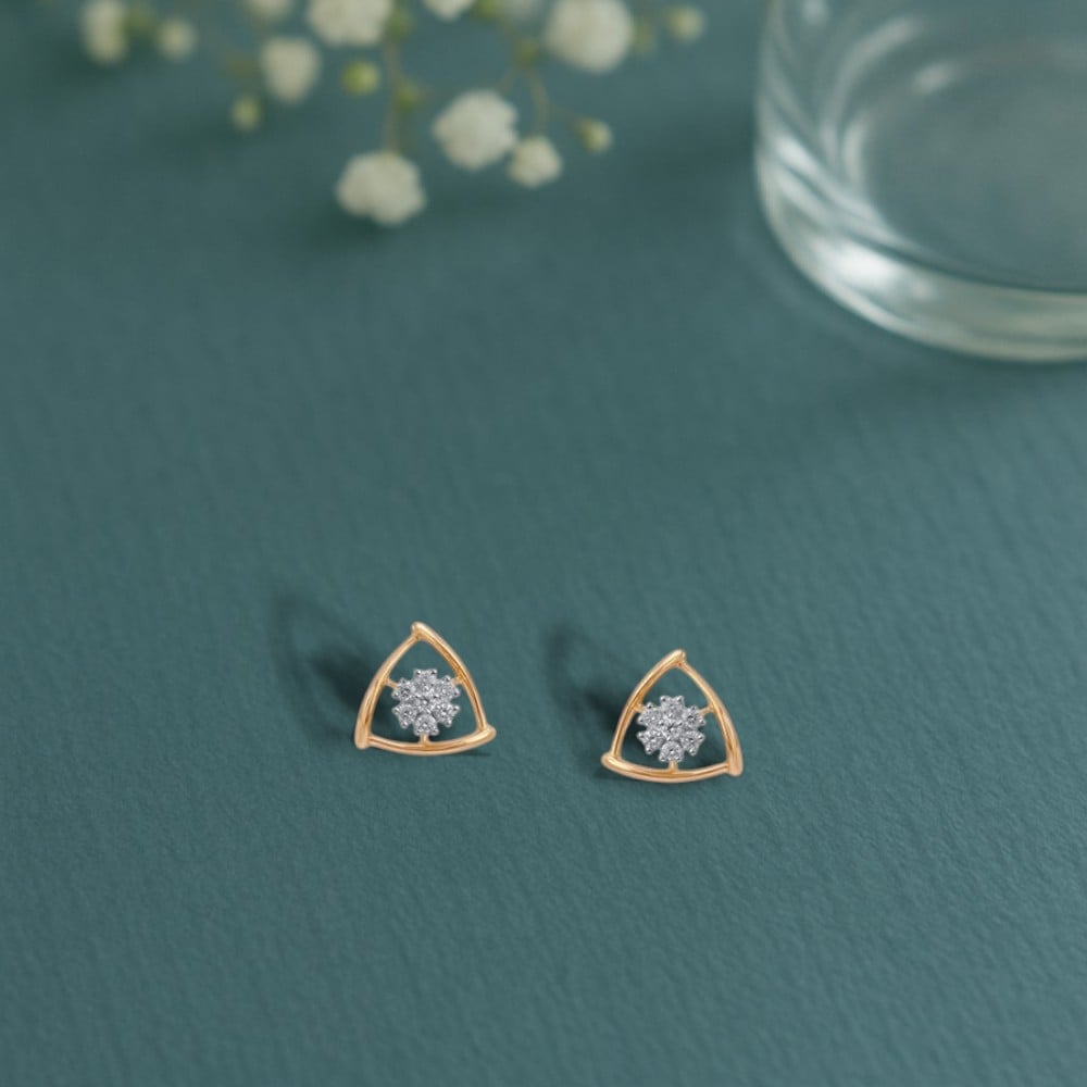 Triangle Bloom Diamond Stud Earrings,,hi-res image number null