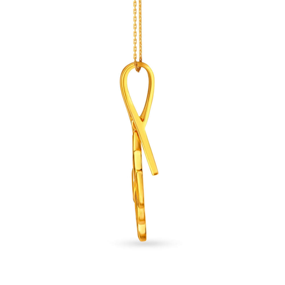 Contemporary Gold Pendant with a Leaf Motif,,hi-res image number null