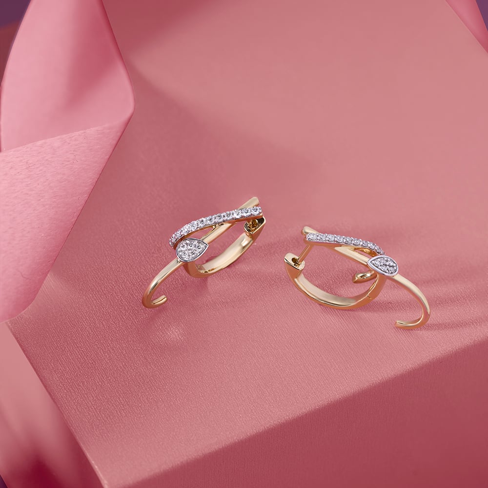 Radiant Spark Gold & Diamond Hoop Earrings,,hi-res image number null