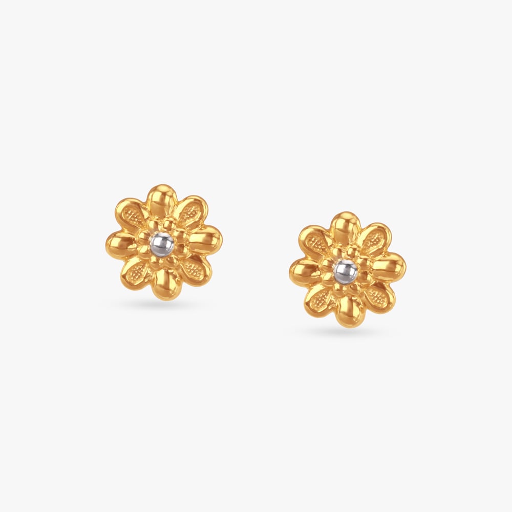 

Dainty Blossom Gold Stud Earrings for Kids