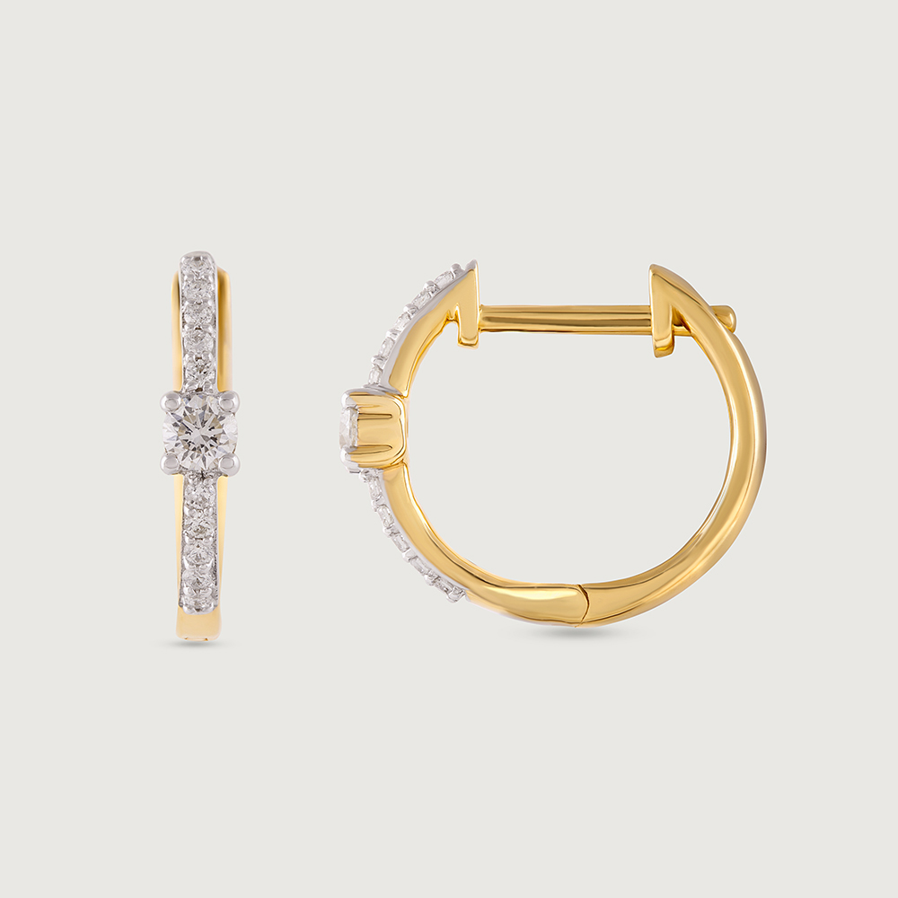 Vibrant Sleek Gold & Diamond Hoop Earrings,,hi-res image number null