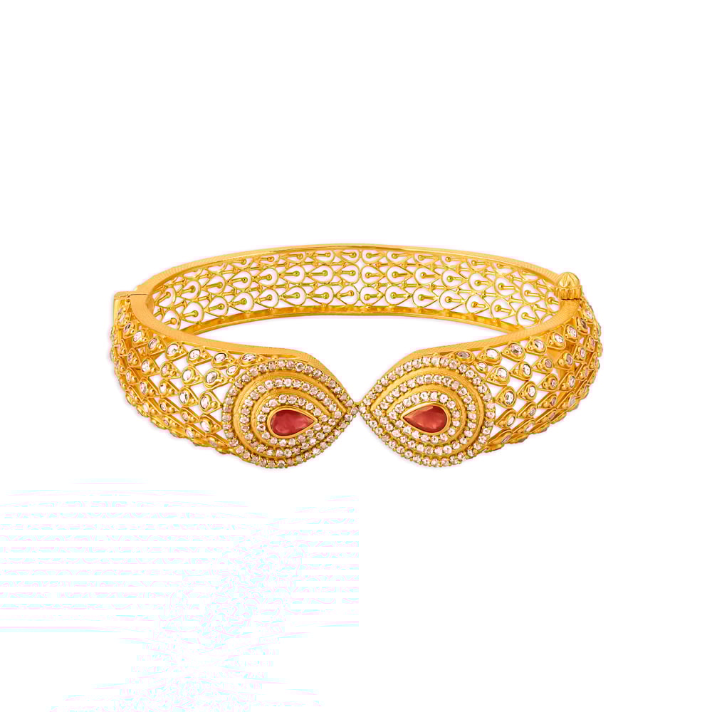 

Splendid Ruby Studded Gold Bangle