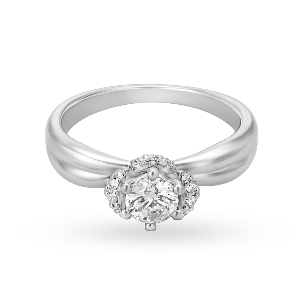 Exquisite White Gold and Single Stone Diamond Ring