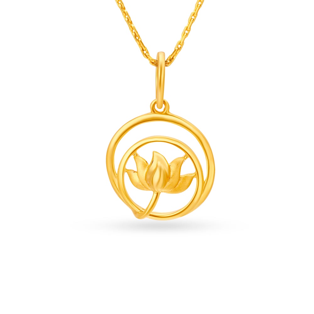 

Carved Lotus Shaped Gold Pendant For Kids
