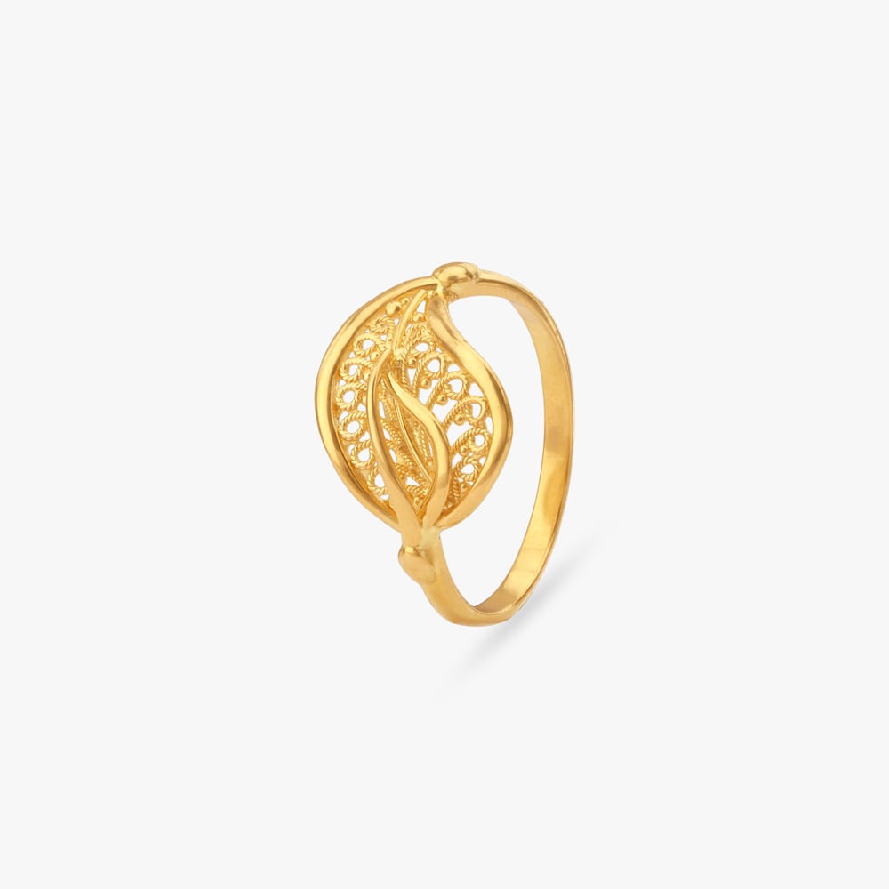 Floating Leaf Gold Ring,,hi-res image number null