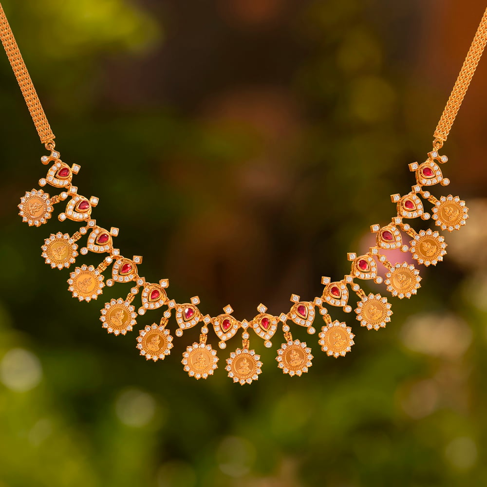 Lakshmi Brilliance Diamond Short Kasu Necklace,,hi-res image number null