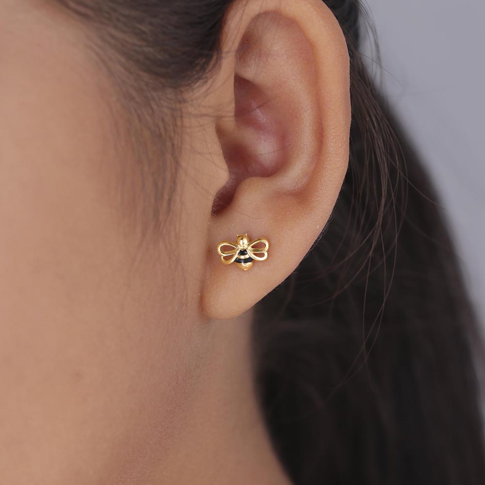 Buddy Bee Gold Stud Earrings,,hi-res image number null