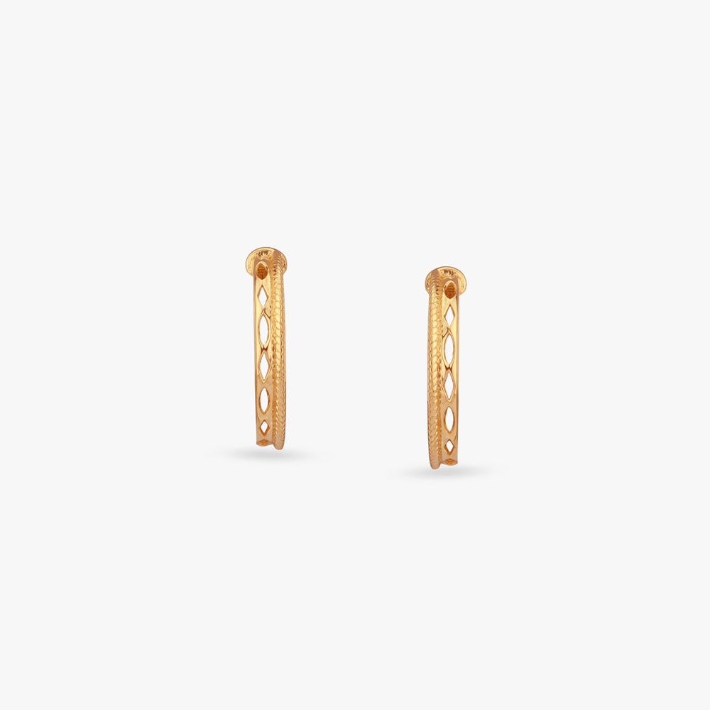 Textured Edge Gold Hoop Earrings,,hi-res image number null