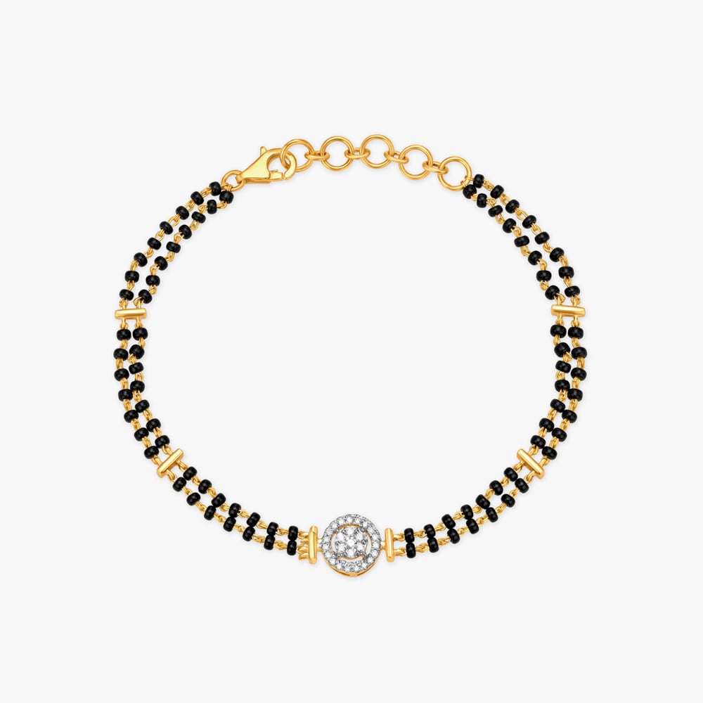 Diamond Mangalsutra Bracelet in a Floral Design