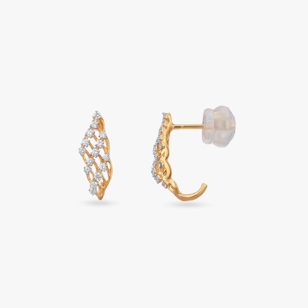 Shimmer Grid Diamond Hoop Earrings,,hi-res image number null