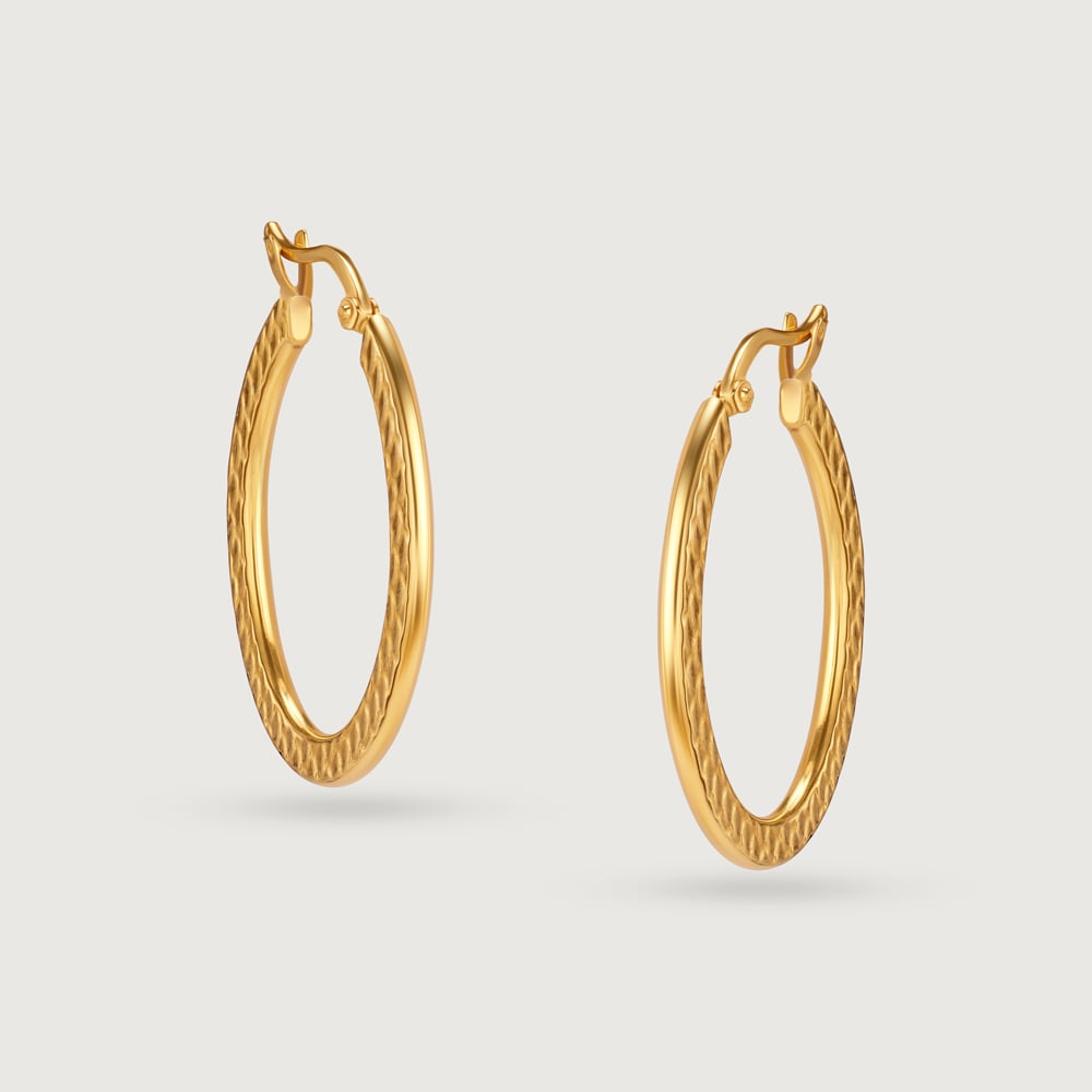 22KT Yellow Gold Stylish Classy Hoop Earrings,,hi-res image number null