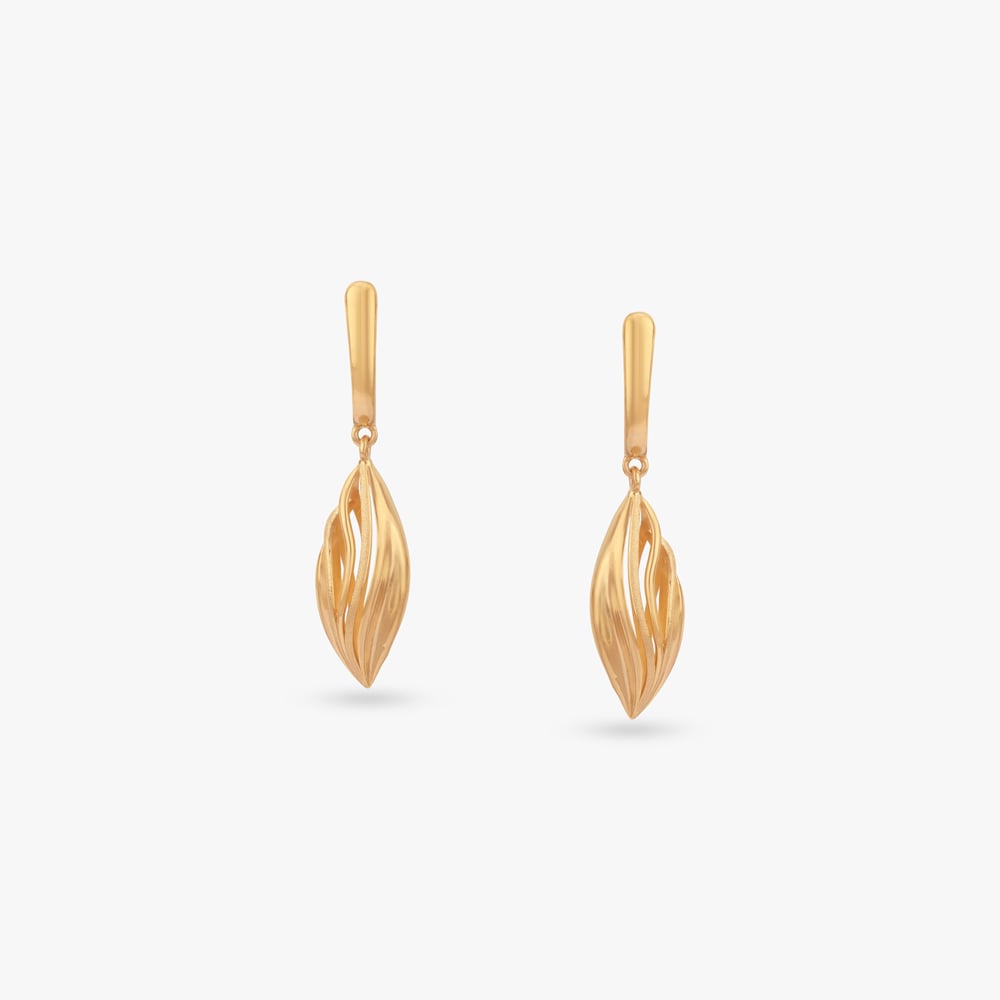 Ethereal Leaf Gold Hoop Earrings,,hi-res image number null