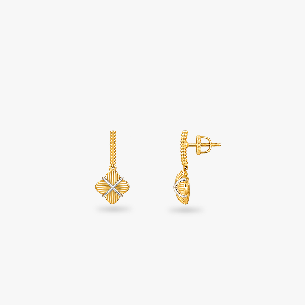 Striped Blossom Gold Drop Earrings,,hi-res image number null