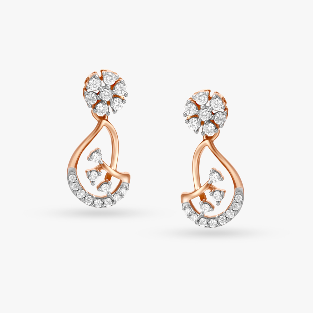 Mesmerising Floral Diamond Drop Earrings