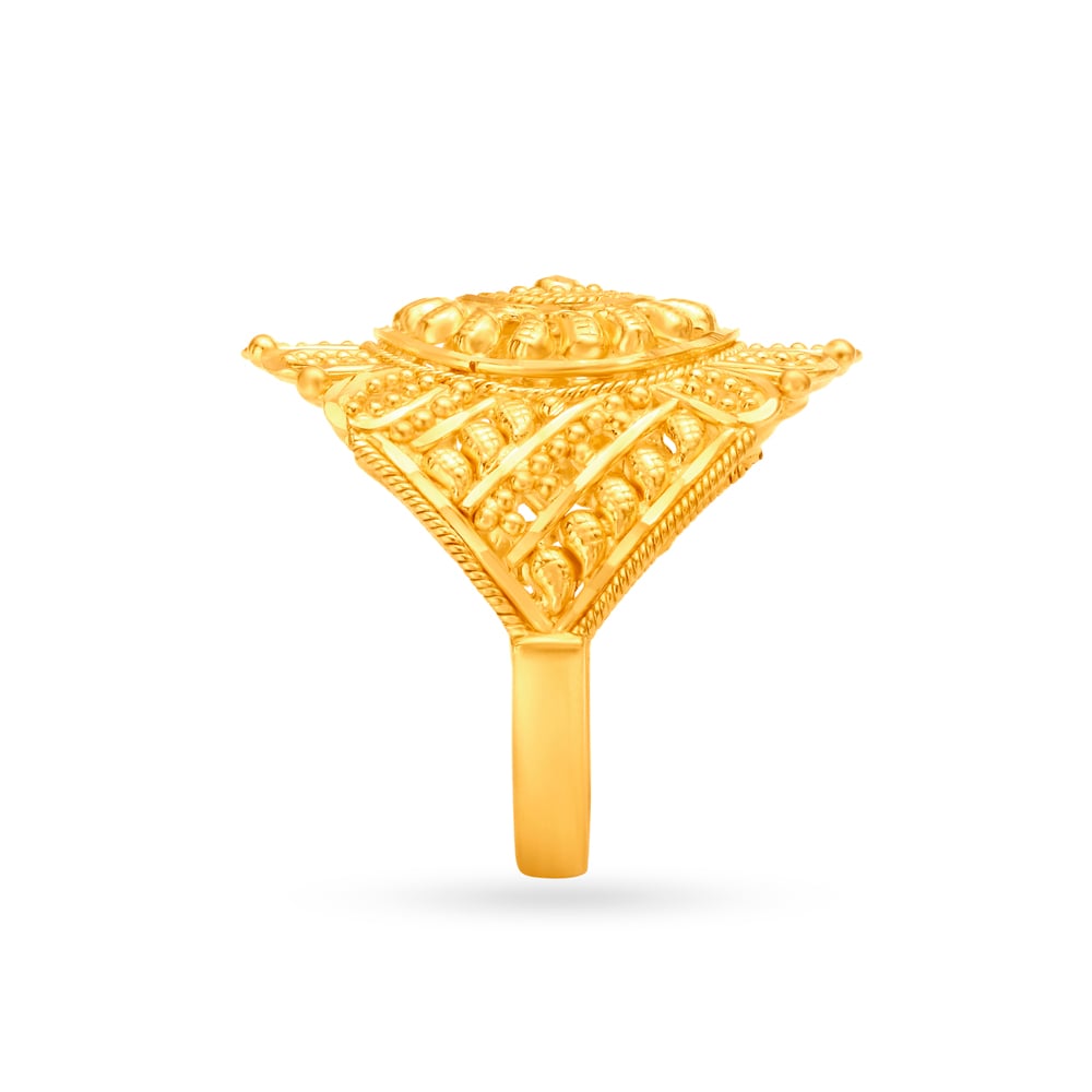 Antique Gold Finger Ring With Filigree Work,,hi-res image number null