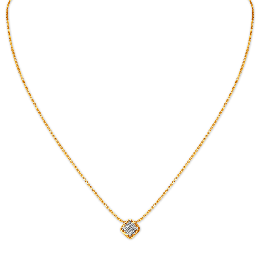 14KT Yellow Gold Geometric Pendant with Chain,,hi-res image number null