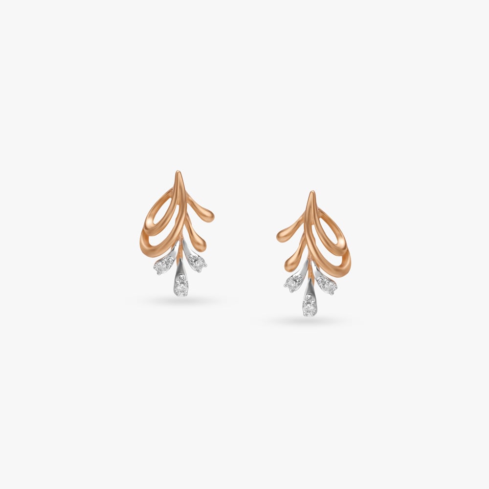 Cascading Leaf Diamond Stud Earrings,,hi-res image number null