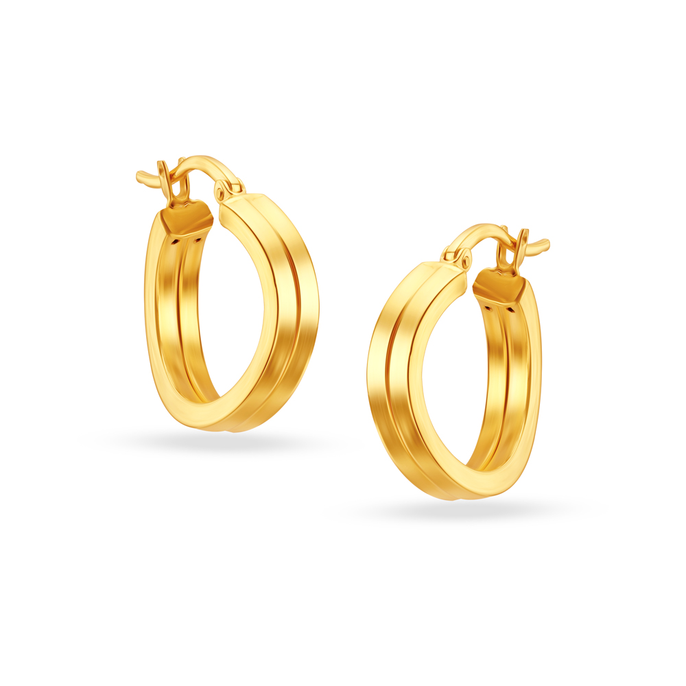 22KT Yellow Gold Subtle Glamorous Hoop Earrings,,hi-res image number null