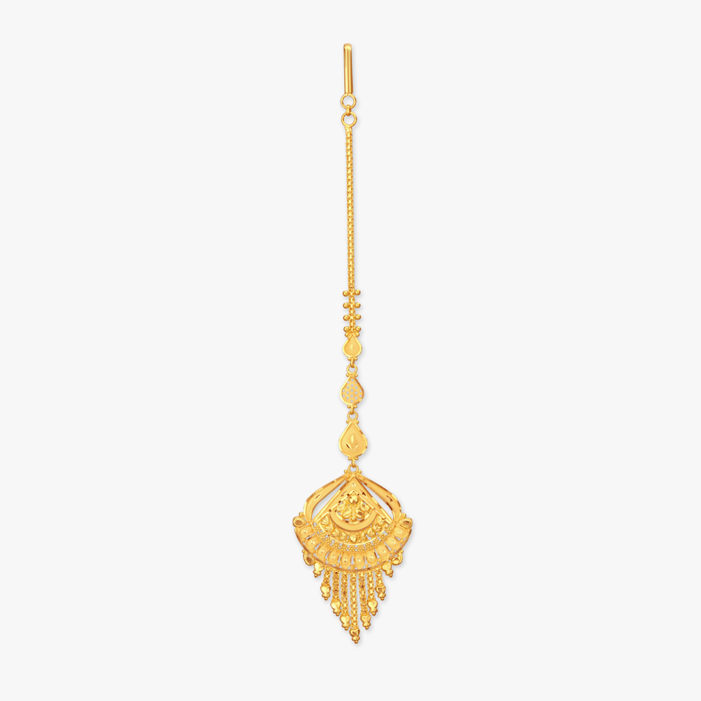Regal Chandeliers Gold Maang Tikka,,hi-res image number null