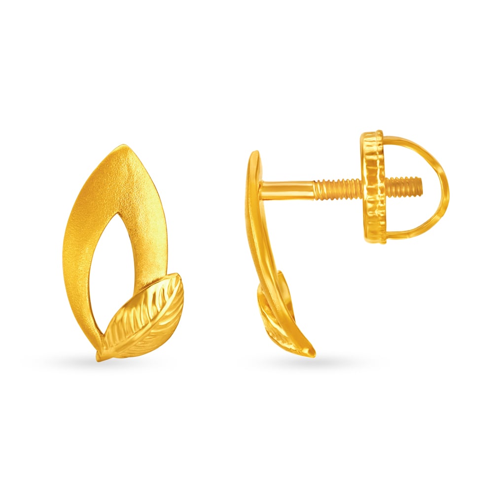 Lush Leafy Gold Stud Earrings,,hi-res image number null