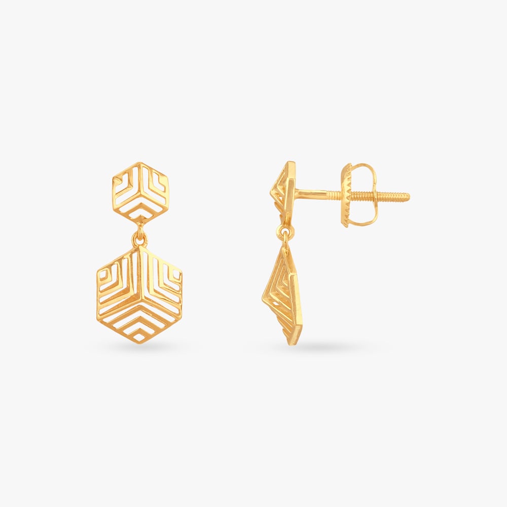 Geo Charm Gold Drop Earrings,,hi-res image number null
