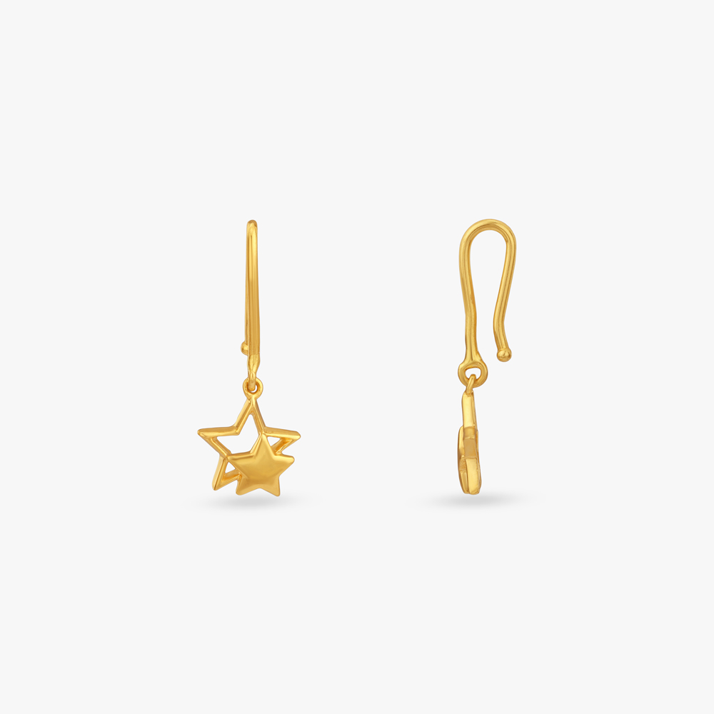 Twinkling Star Gold Hoop Earrings for Kids,,hi-res image number null