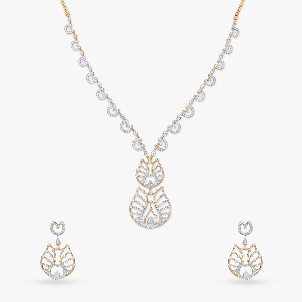 Tulip Bloom Diamond Necklace Set,,hi-res image number null