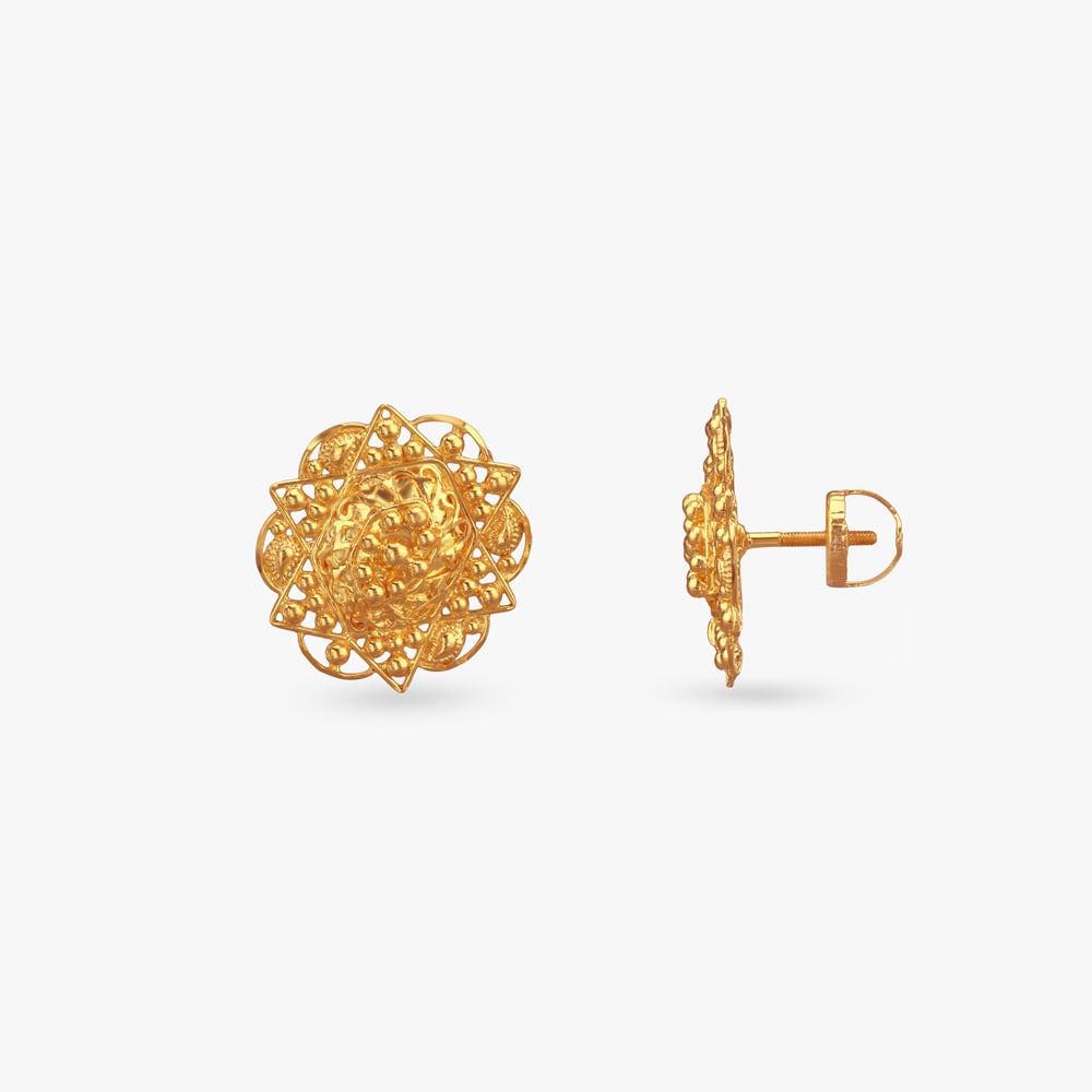 

Gilded Lattice Gold Stud Earrings
